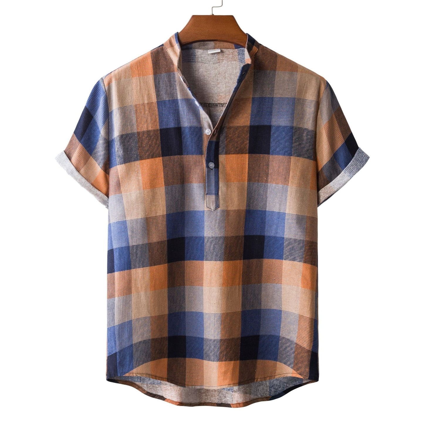 Lapel Cotton Slim-fit Printed Bamboo Shirt