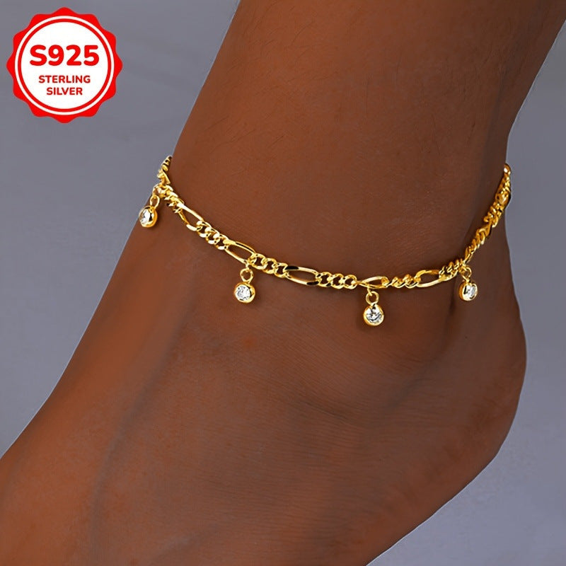 Zircon Anklet For Women Copper-plated Gold