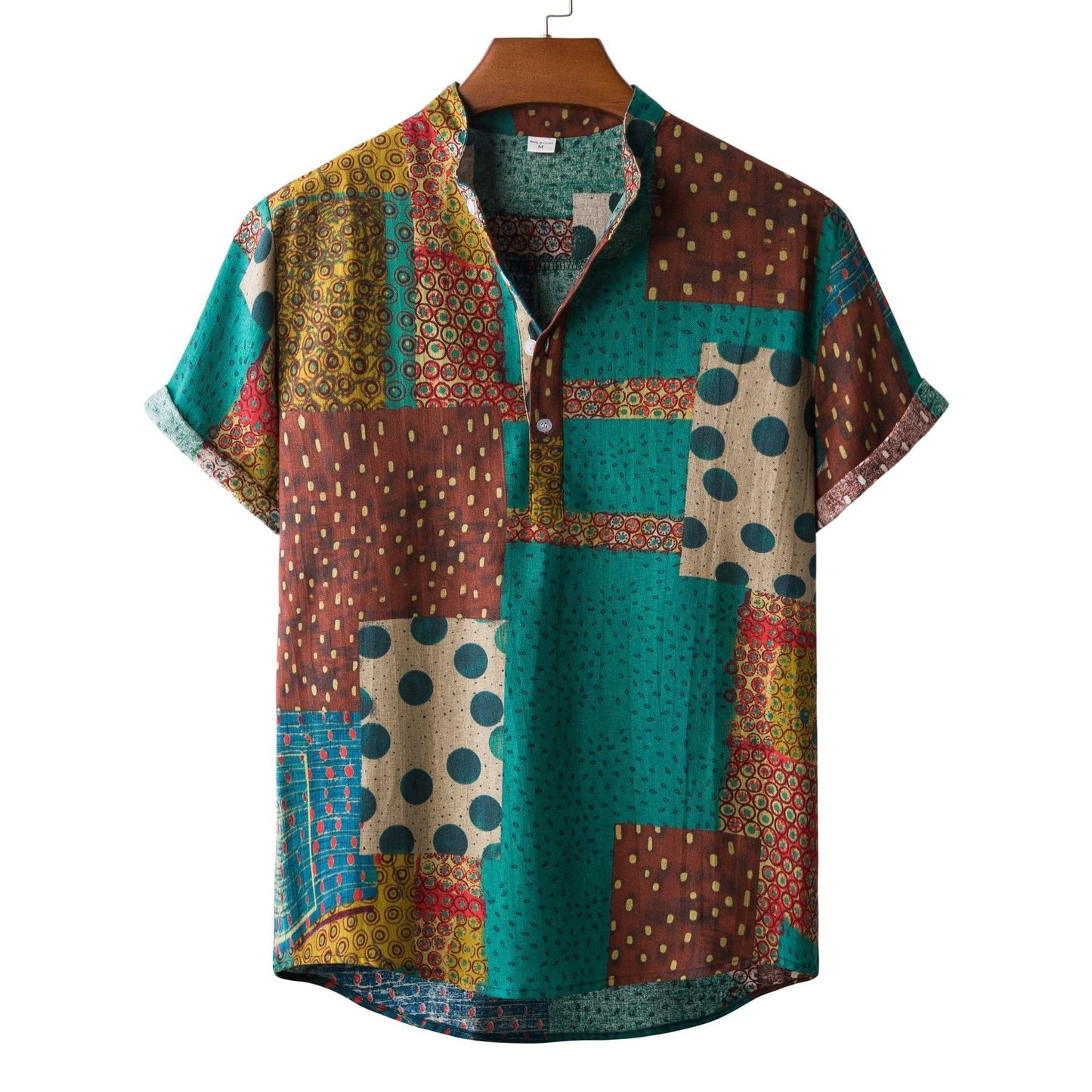 Lapel Cotton Slim-fit Printed Bamboo Shirt