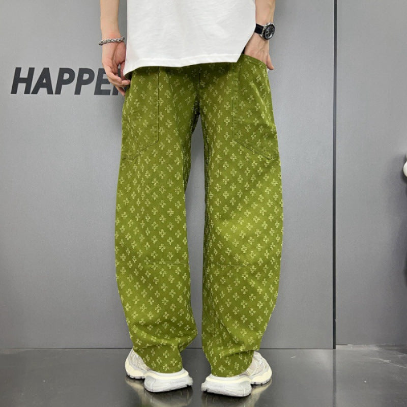 Loose Straight Washed Denim Large Pocket Pants Trendy