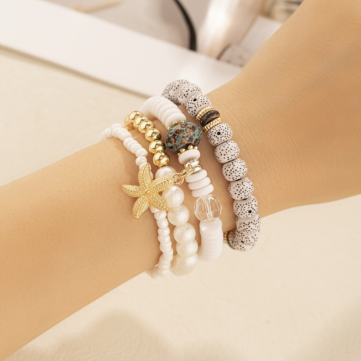 4 PCs Ethnic Pearls Elastic String Xingyue Bodhi