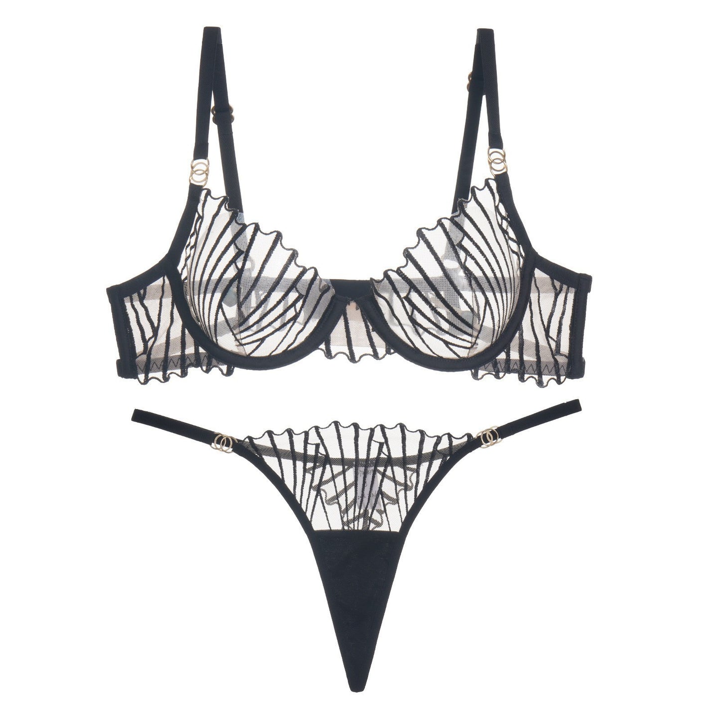 French Style Women's Thin Hollow Underwear Suit