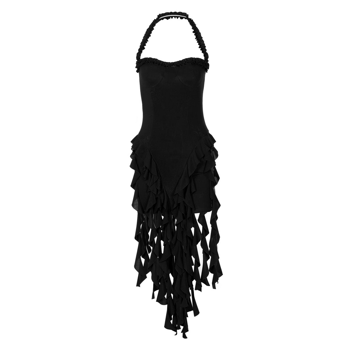 European And American Women's Clothing Sexy Halter Sleeveless Backless Sheath Irregular Dress