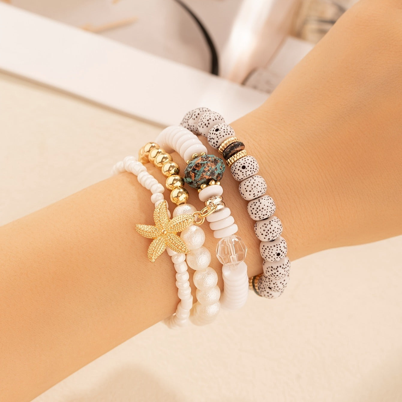 4 PCs Ethnic Pearls Elastic String Xingyue Bodhi