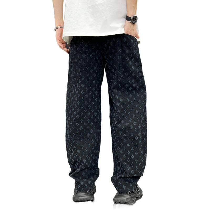 Loose Straight Washed Denim Large Pocket Pants Trendy