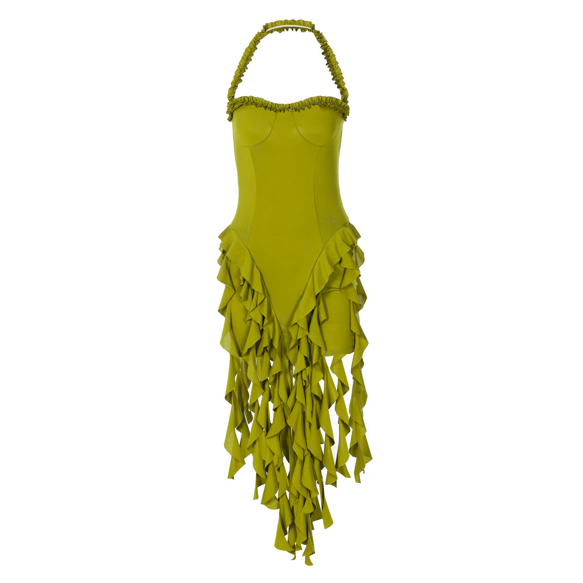 European And American Women's Clothing Sexy Halter Sleeveless Backless Sheath Irregular Dress
