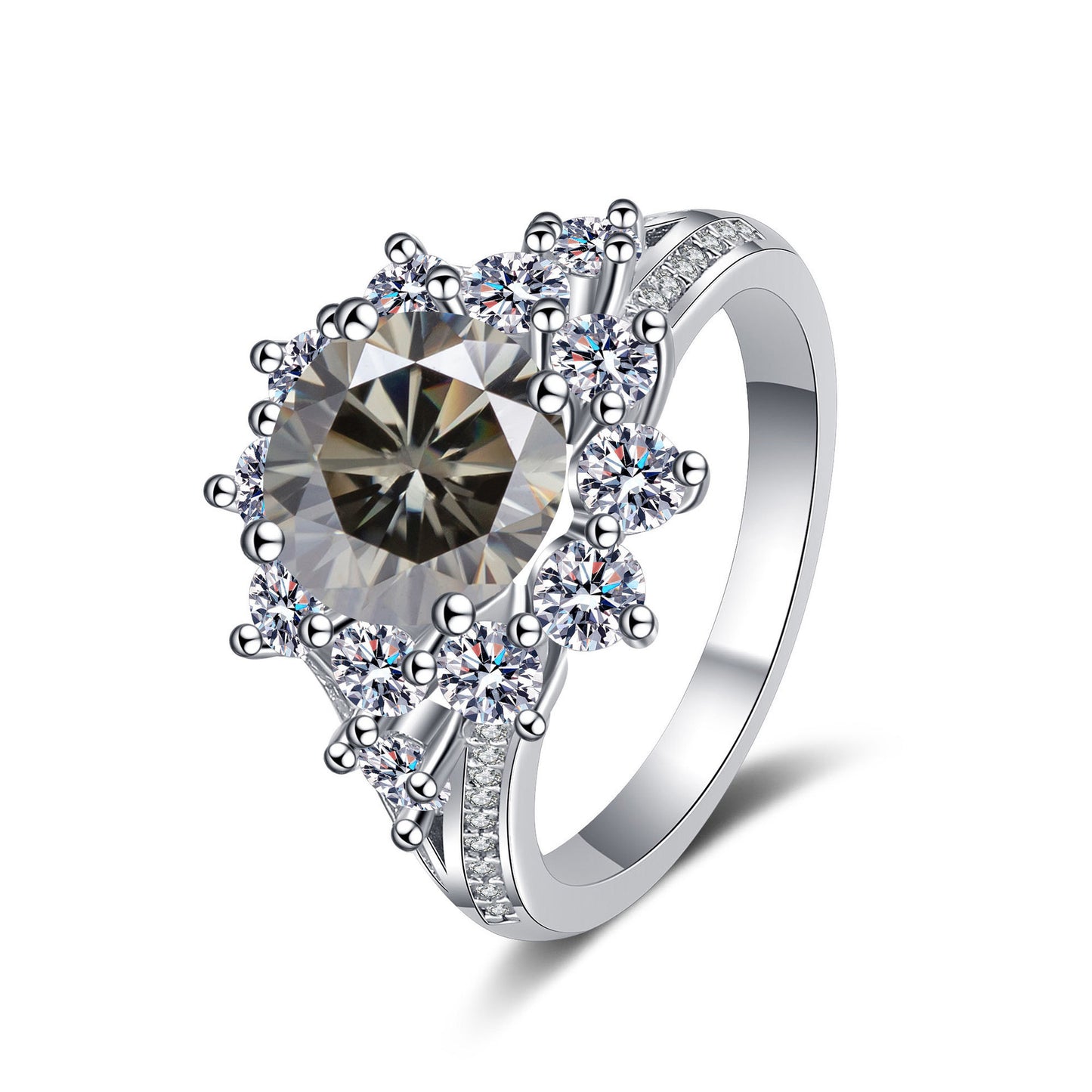 925 Sterling Silver Ring Female 3 Karat Color Moissanite Affordable Luxury Style Ring