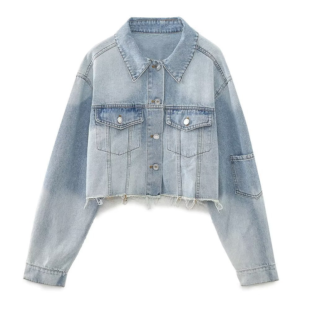 Denim Color Matching Short Jacket