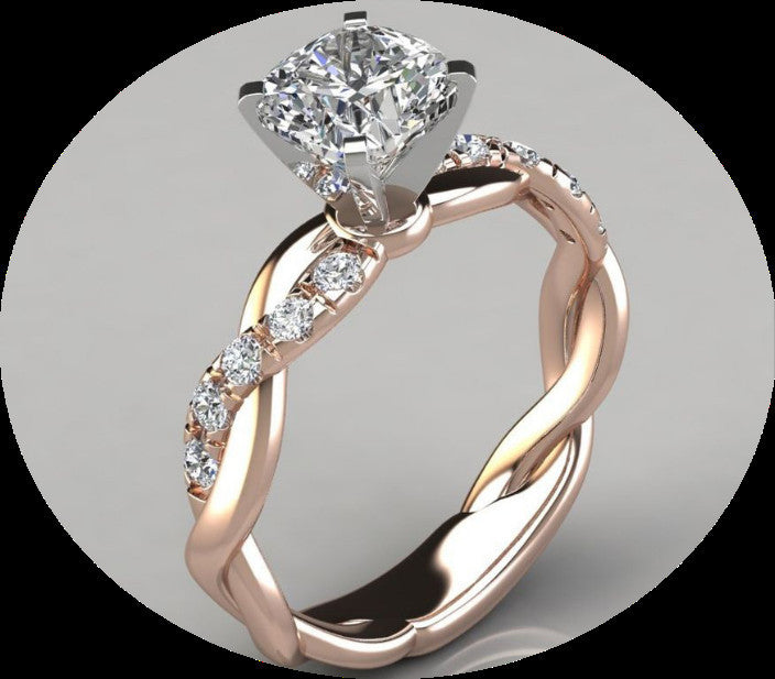 Women's Adjustable Fashionable Golden 925 Sterling Silver Diamond Ring