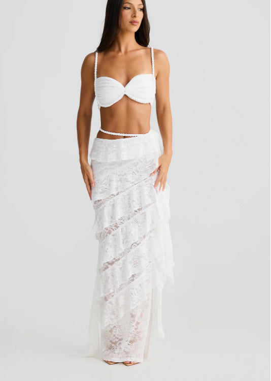 Beach Vacation Style Pure Desire Suit Women's Lace Sheath Skirt