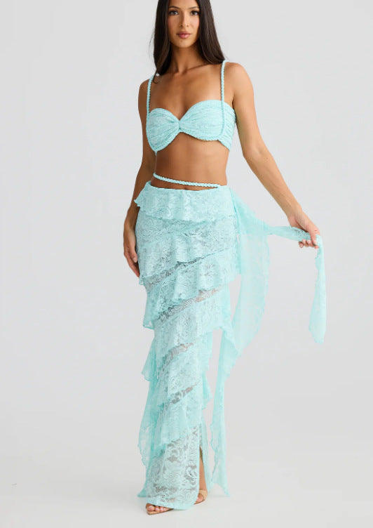 Beach Vacation Style Pure Desire Suit Women's Lace Sheath Skirt