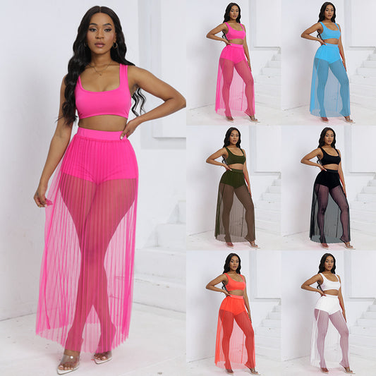 Women's Wear Vest Skirt Shorts Three-piece Set