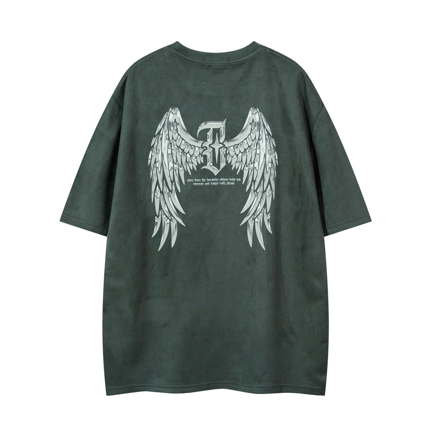 Summer Suede Men's Angel Wings Printing Short Sleeved T-shirt
