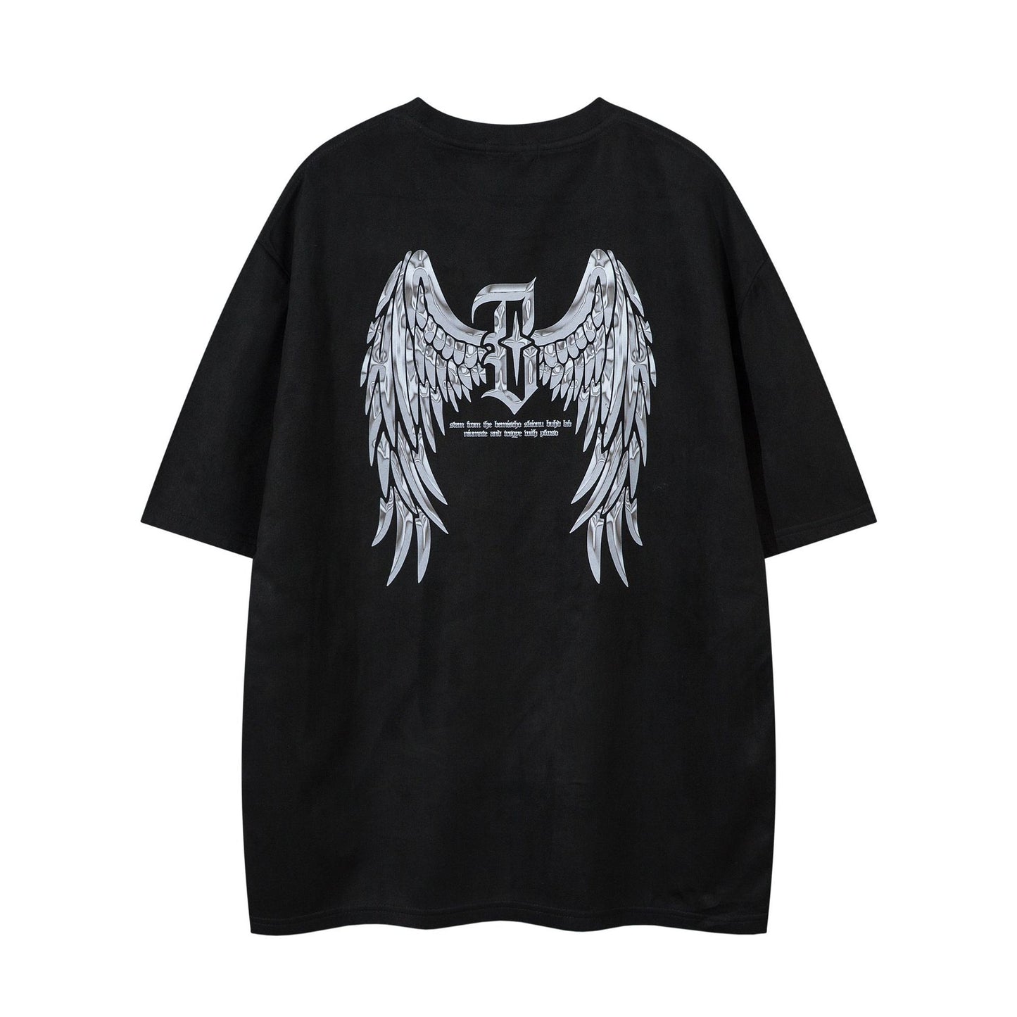 Summer Suede Men's Angel Wings Printing Short Sleeved T-shirt