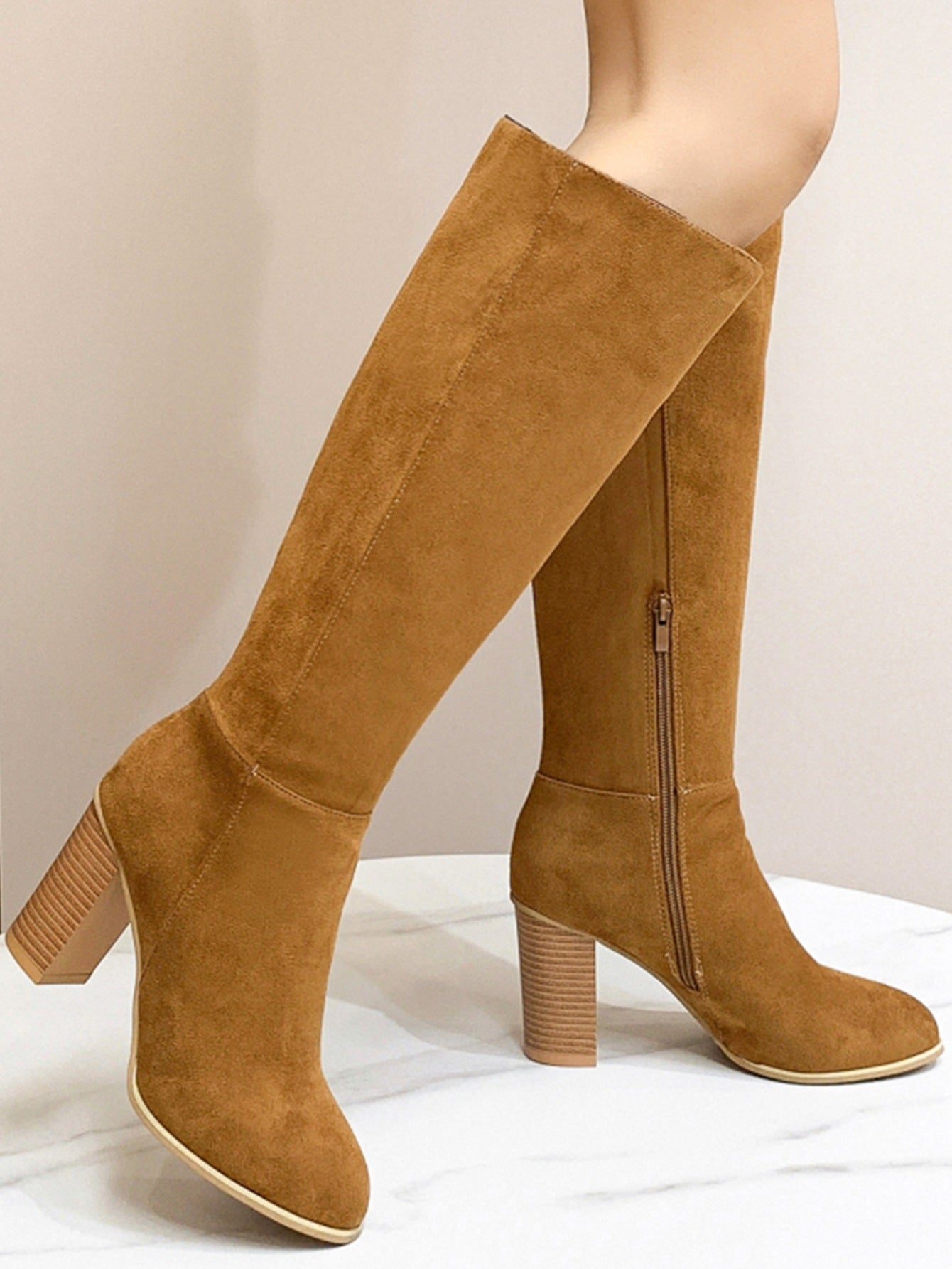 Women's Square Toe High Heel Fashion Boots