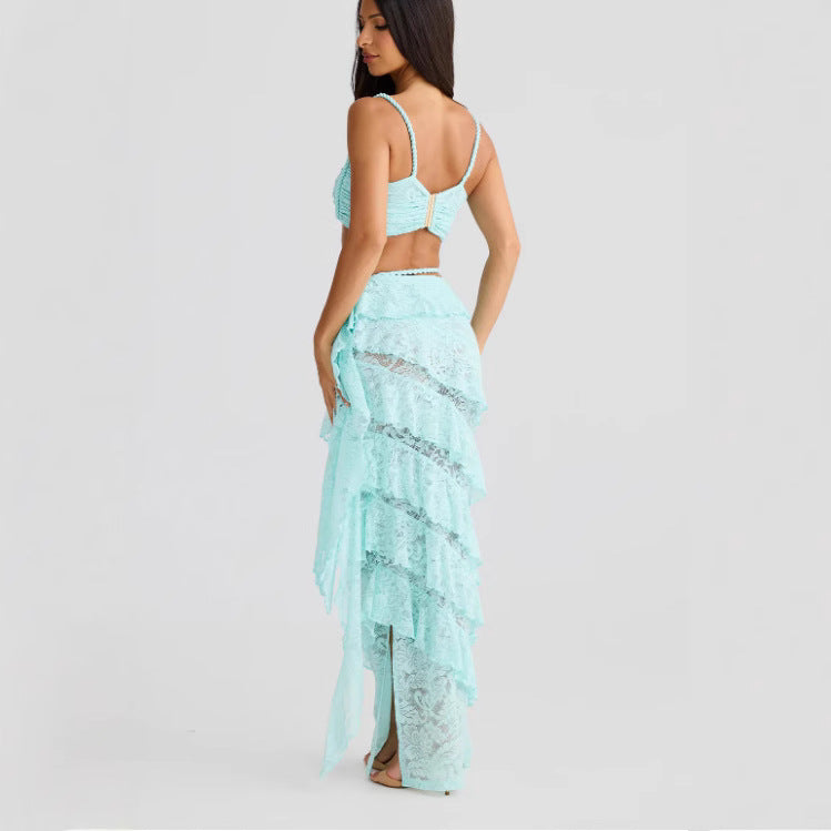 Beach Vacation Style Pure Desire Suit Women's Lace Sheath Skirt
