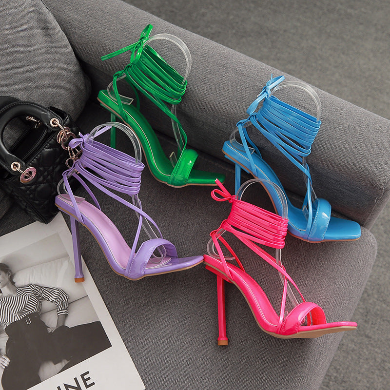 Fashion Tie Catwalk Metal Stiletto Sandals
