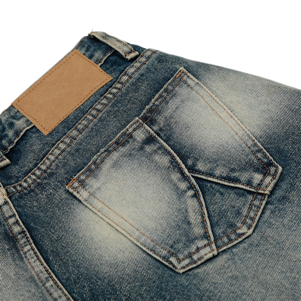 Punk Tie-dye Denim Middle Pants