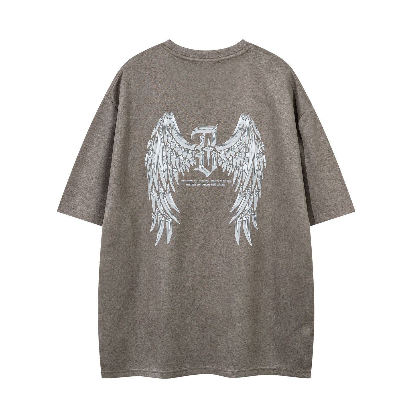 Summer Suede Men's Angel Wings Printing Short Sleeved T-shirt