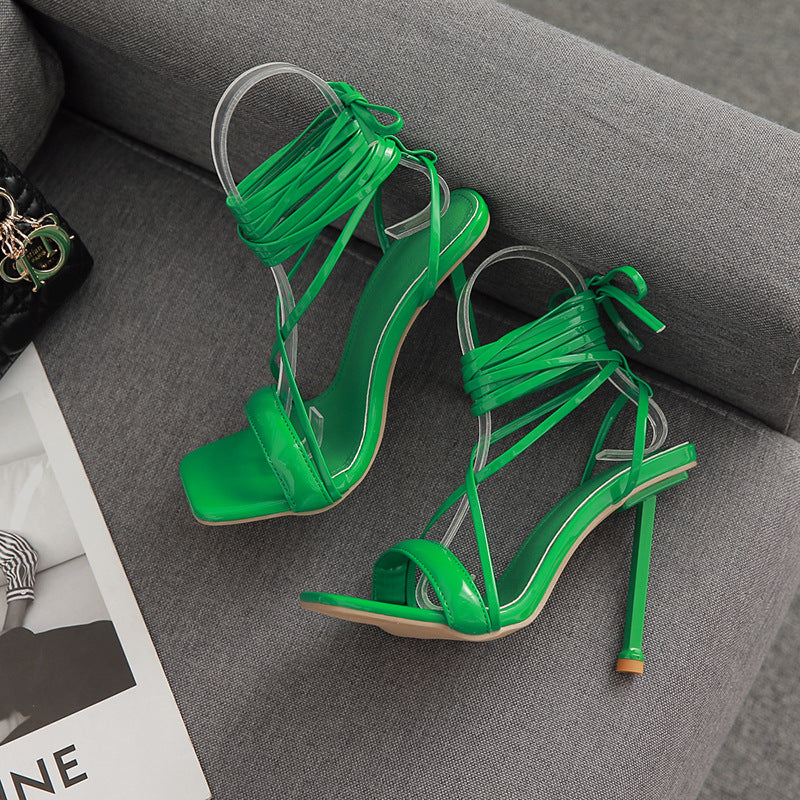Fashion Tie Catwalk Metal Stiletto Sandals