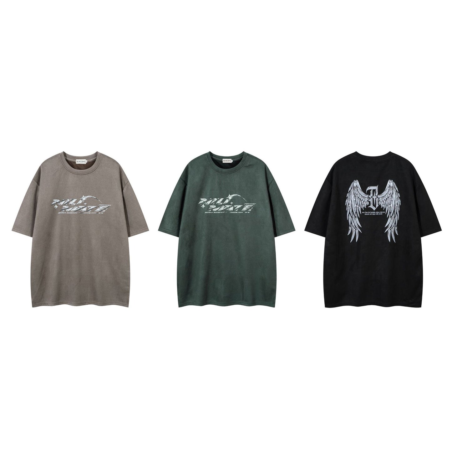 Summer Suede Men's Angel Wings Printing Short Sleeved T-shirt